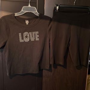 Wild fable black t- shirt large ( teen/ junior)& smaller knit shorts